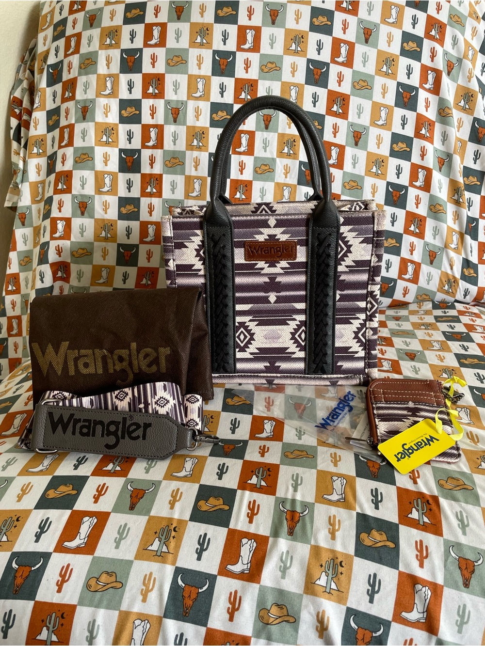 Wrangler Purple Aztec Mini Tote with Keychain Wallet